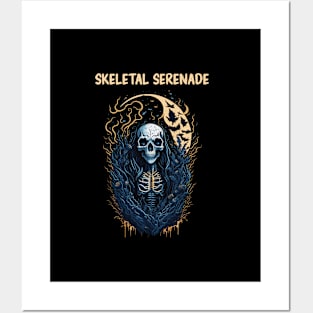 Halloween skeleton in moonlight Posters and Art